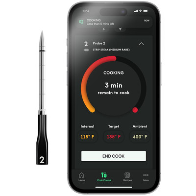 Smart Thermometer Add-On No. 2, Bluetooth/Wifi Enabled, Allows Monitoring of Two