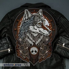 Totem Wolf Tree of Life Large Back Patch - Celtic Emblem, Embroidered Iron On
