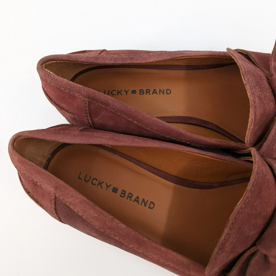 Mocasines Lucky Brand Tamio Andora 8,5 rojo borgoña nudo plano moño suela sin cordones Foto 3 de 4