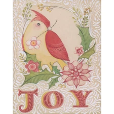 Joy Cardinal Holly and Poinsettia with White Vines Box of 10 Christmas Cards
