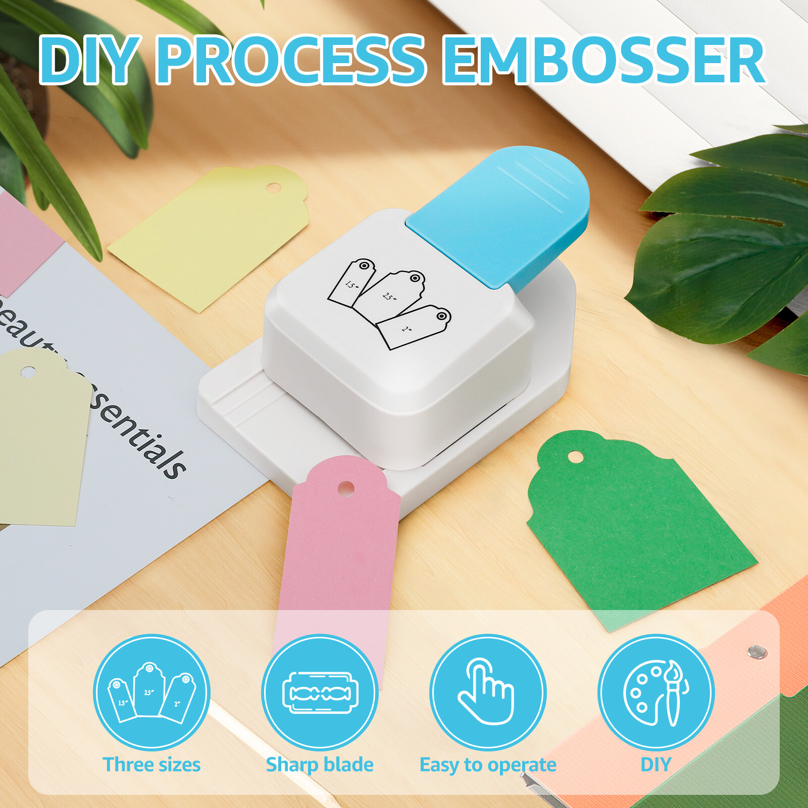 3 in1 Craft Tag Punch Paper Craft Tag Punch 1.5in 2in 2.5in Small Hole≬