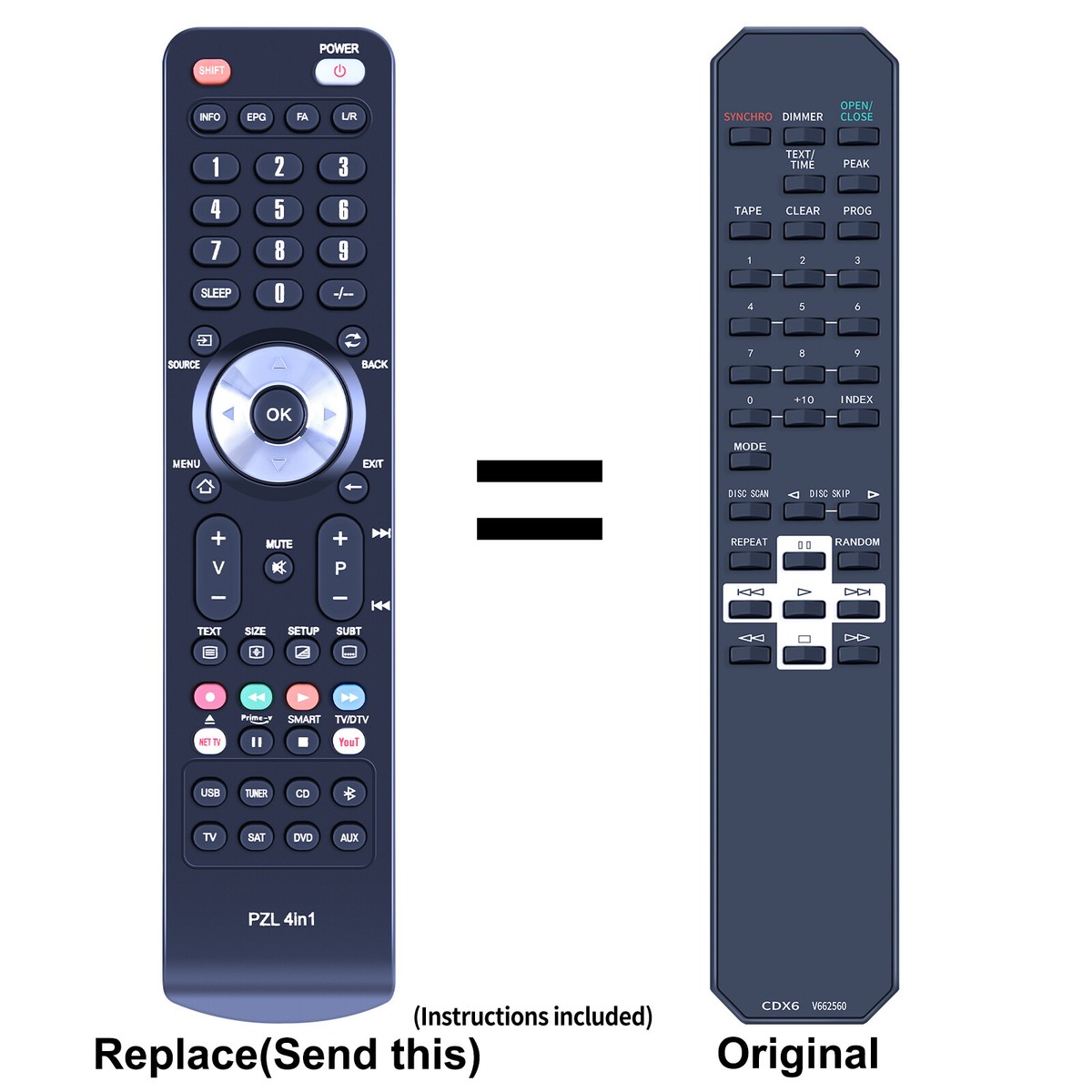 New CDC6 V662560 Replacement Remote Control For Yamaha CDC-506