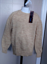 Boy's Vtg 1970s Beige Space Dyed Acrylic Knit Campus Sweater Sz M 10-12  NWT
