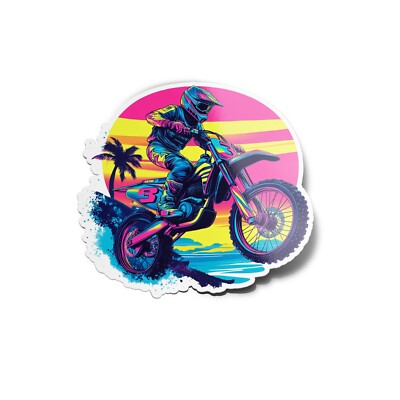 Pack x5 AUFKLEBER STICKER Vinyl Motocross Retro Neon 90er Dirt Style 8cm