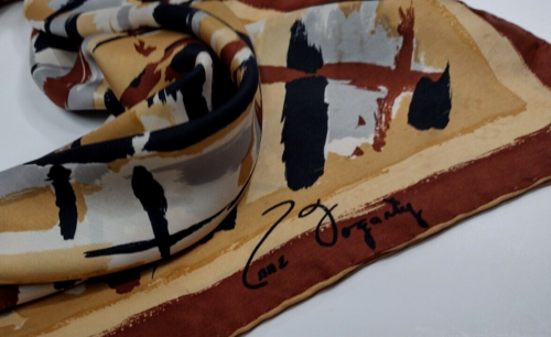 ANNE FOGARTY Abstract ALL SILK Scarf Vintage JAPAN Signature David E. Schwab - Picture 10 of 22