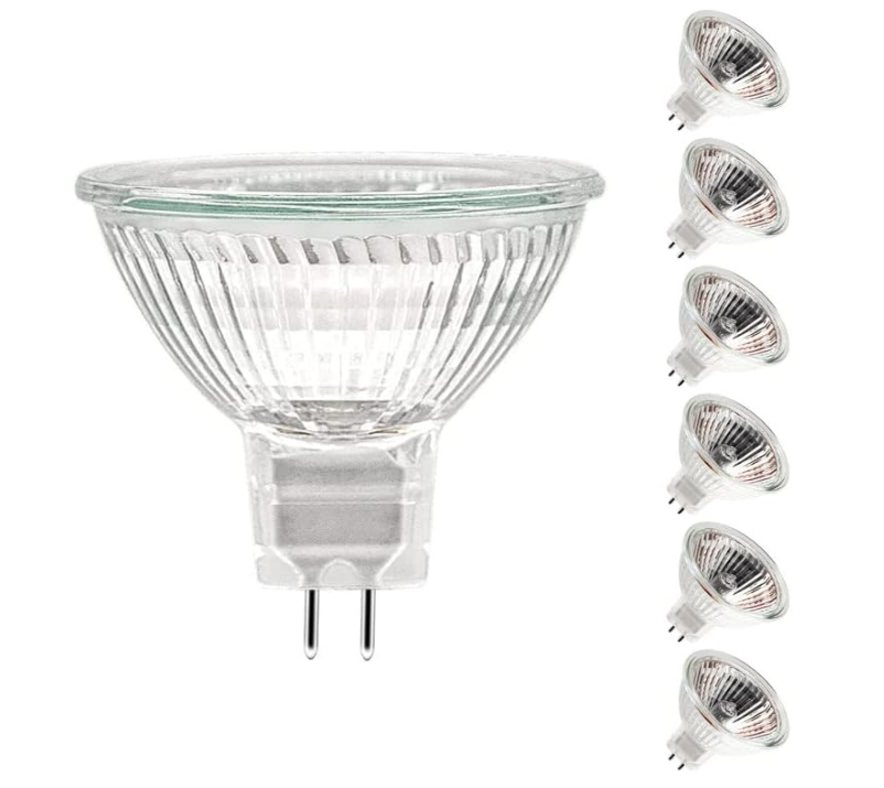 6 Pack MR16 Halogen Light Bulbs 35W 12V 2 Pin Base Dimmable 350 Lumens 2700K