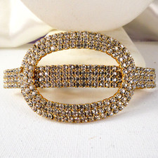 PRETTY Rhinestone HAIR CLIP Gold Tone Super Sparkle Princess Jewelry