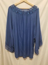 ARDEN B Top Women Small Oversized Blue Wide Sleeve Sequin