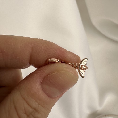 Rose Gold Plated Sterling Silver Bee Clip on Charm Bees Bumble - Picture 3 of 8