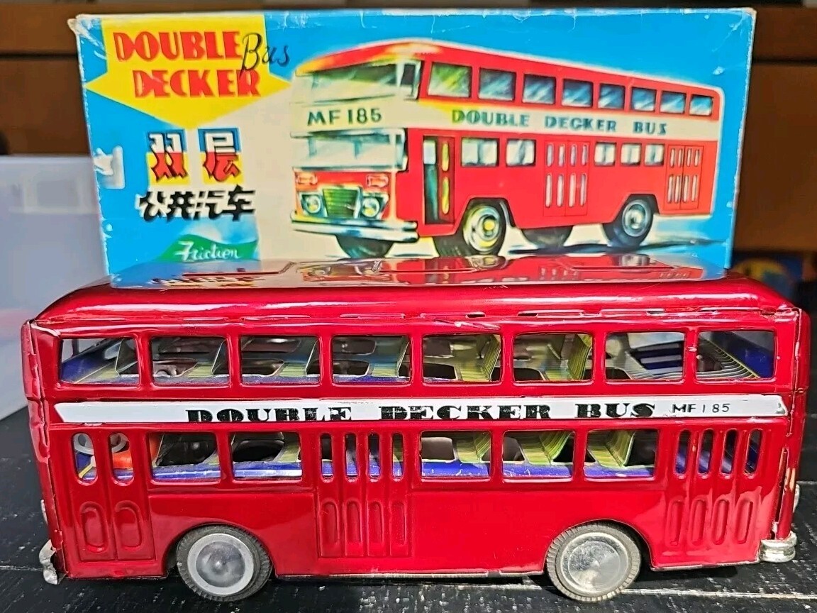 【極美品・箱付き】ブリキ バス DOUBLE DECKER BUS MF 185 Vintage, MF185 Double Decker Toy Friction Bus with Box. (F81) | eBay
