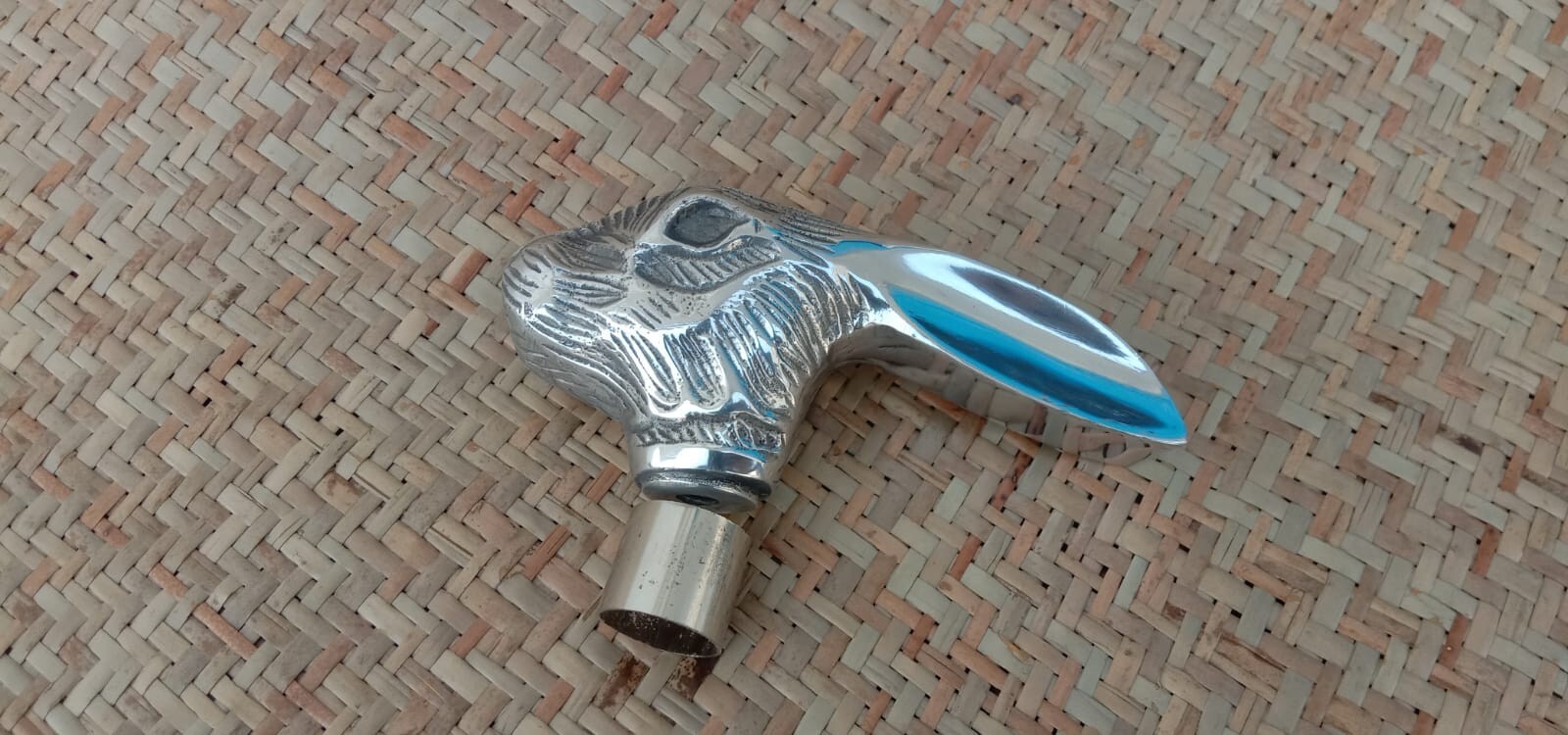 Antique Handmade Walking Stick Handle Solid Brass… - image 7