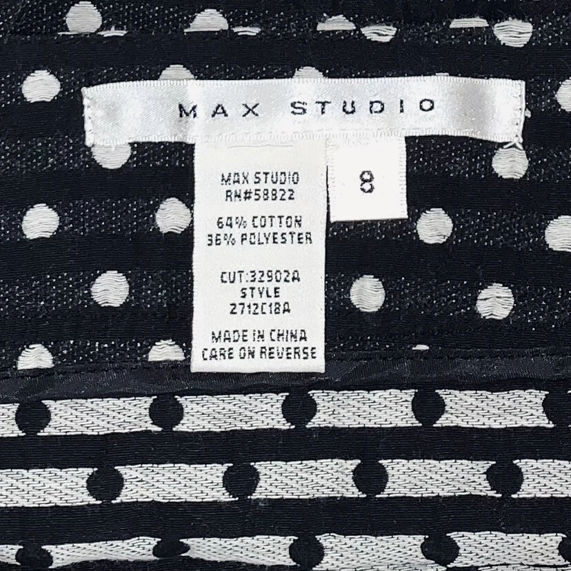 Falda Max Studio Mujer Talla 8 Negra Blanca Bordada Lunares Cremallera Foto 4 de 4