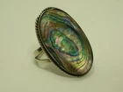Vintage Mexico Sterling Silver 925 Abalone Ring Size 5.5 Eagle 1 Signed