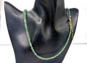 Authentic Natural Emerald Necklace 20” Round Smooth 3.5–5mm 18K Gold Plated Clasp