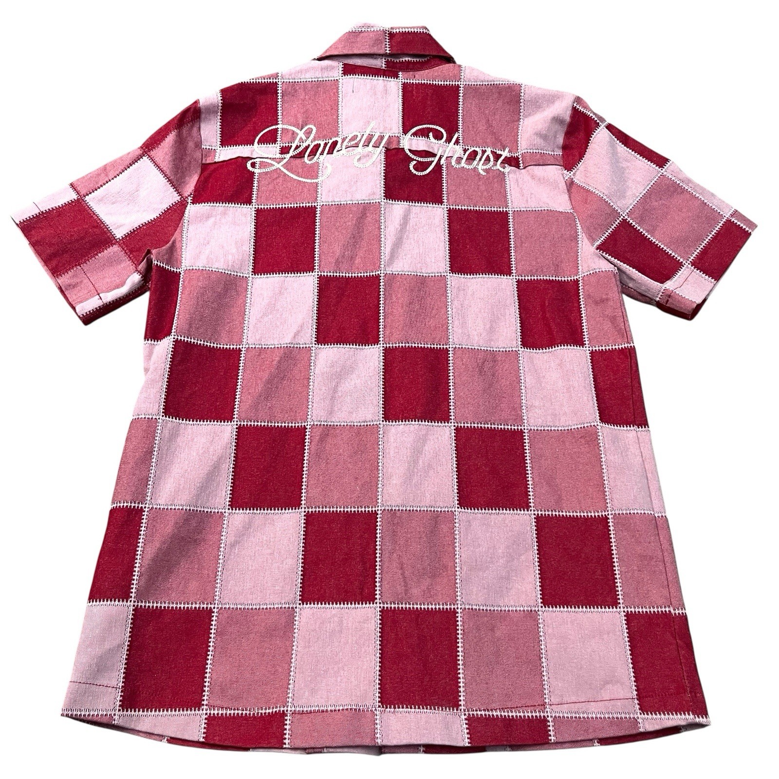 Lonely Ghost Patchwork Bowling Shirt Small Button… - image 5