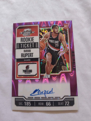 2023-24 Panini Optic Contenders Rayan Rupert RC Pink Prizm Auto /18