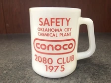 1975 CONOCO Safety Award Mug OKLAHOMA CHEMICAL PLANT 2080 CLUB..FEDERAL GLASS CO