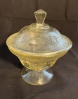 Hazel Atlas Florentine Poppy 2 Yellow 1930s Depression Candy Dish w/Lid