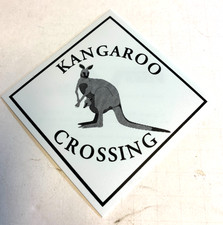 Miniature Kangaroo Crossing Vinyl Sign Sample 3.75" White New USA Made