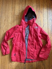The North Face Jacket Boys Medium 10/12 Red HyVent Hooded Rain Windbreaker
