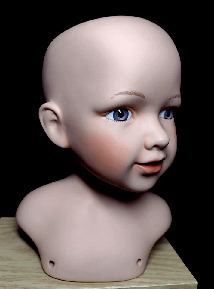 Muñeca de porcelana de colección cabeza y pecho móviles con ojos azules pálidos de muñeca de 18" para piezas Foto 4 de 4