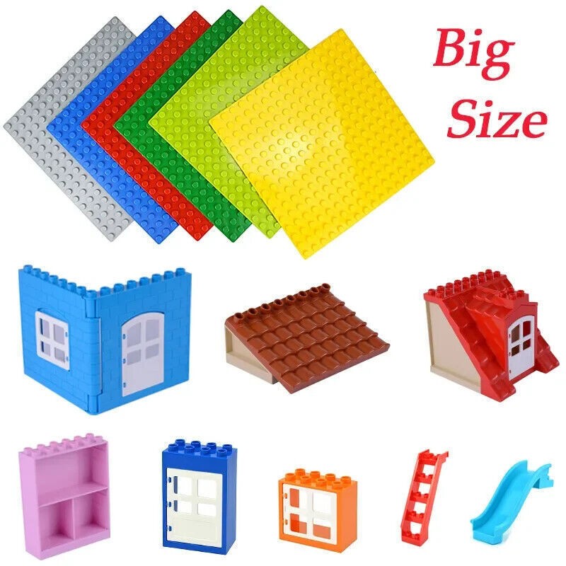 Lego Duplo Baseplate with Roof Window Door Home Accessories Playground Animals
