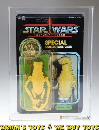 Vintage Kenner Star Wars Carded POTF 92 Back Amanaman Action Figure AFA 85 Y-...