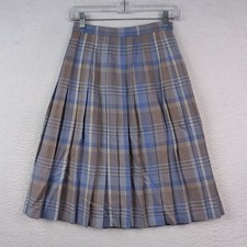 VTG Compliments Edinburgh Woollen Mill Skirt Women  s Size 10 Blue Plaid Pleated