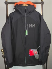 HELLY HANSEN New $350 Mens XL Waterproof Primaloft Black RECCO Jacket Hooded