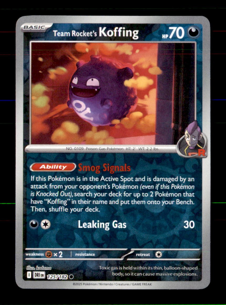 Team Rocket's Koffing 125/182 Common Destined Rivals Pokemon Reverse Holo NM