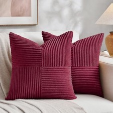 2 Packs Euro Decorative Throw Pillow Covers 28" x 28" Pack of 2 Burgundy