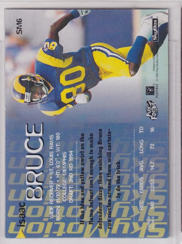 1996 SkyBox SkyMotion #SM6 Isaac Bruce - Image 2 of 2