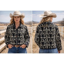 VTG New Directions Aztec Cream and Black Tapestry Western Blazer Women s