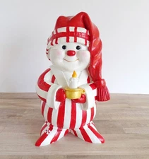 Holiday Snowman In Pajamas Figurine The Encore Group 11 Inch Tall