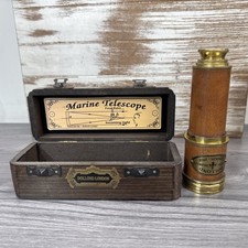 Vintage Dollond London 1920 Style Brass Marine Telescope Spyglass w/ Box
