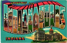 Greetings from Indianapolis, Indiana Illustrated Postcard Posted