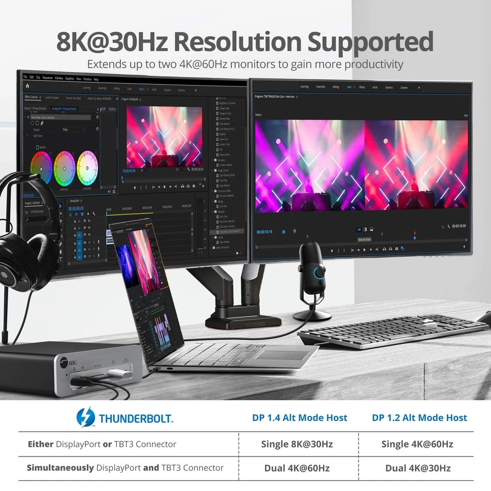 Estación de Acoplamiento para Laptop 8K Thunderbolt 3, Doble Ranura M.2 NVMe, Carga PD 96W,... Foto 4 de 4