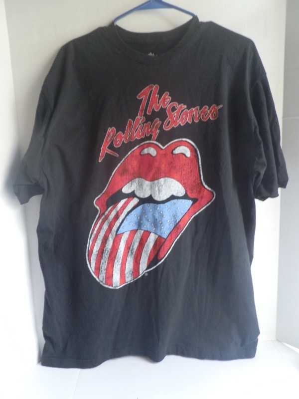 The Rolling Stones USA Flag Graphic T-shirt Men XXL Black Short Sleeve Music