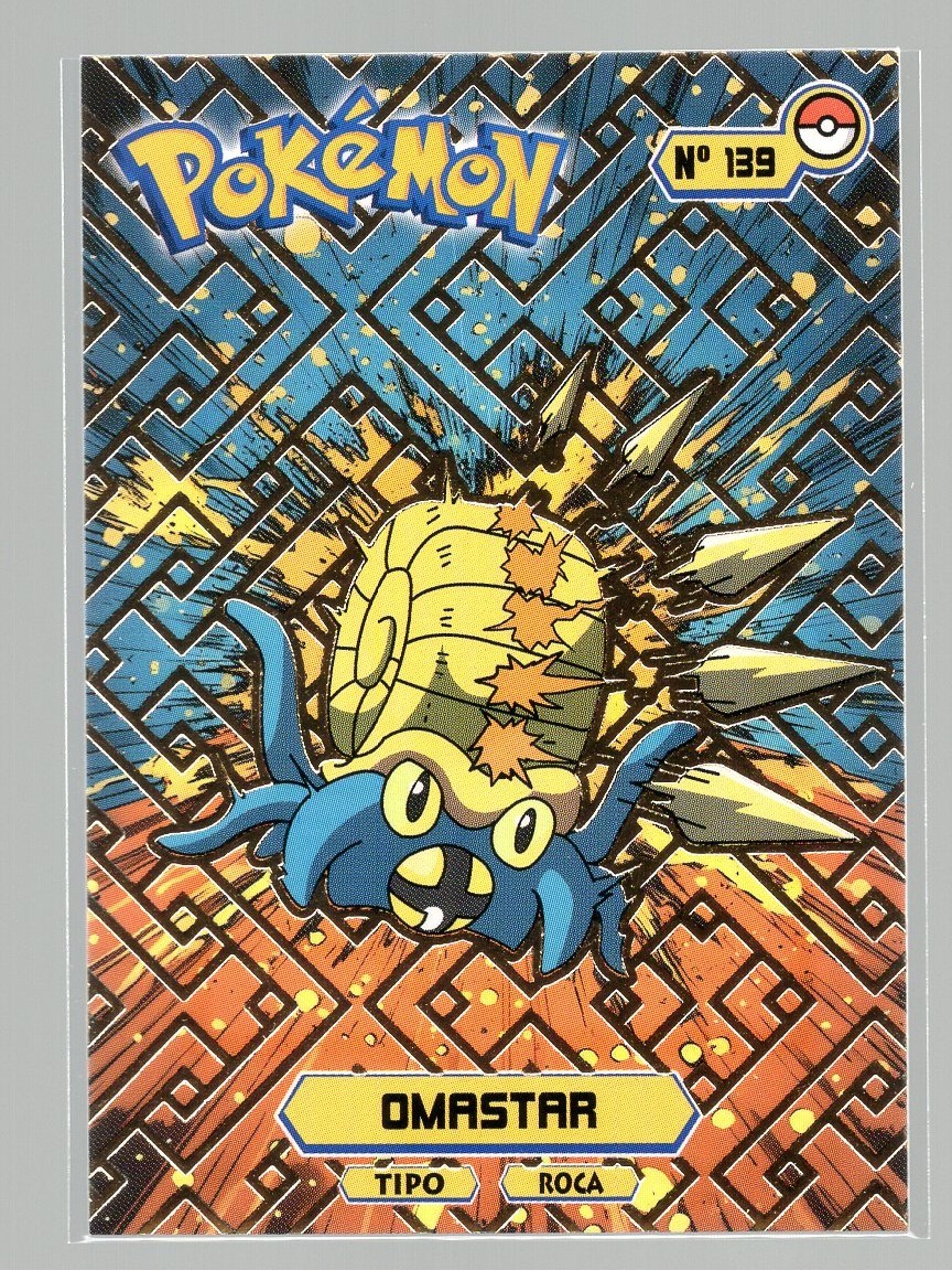 OMASTAR #139 - Card Tops Pokedex Database - Pokemon Card *GOLD HOLO FOIL DESIGN*