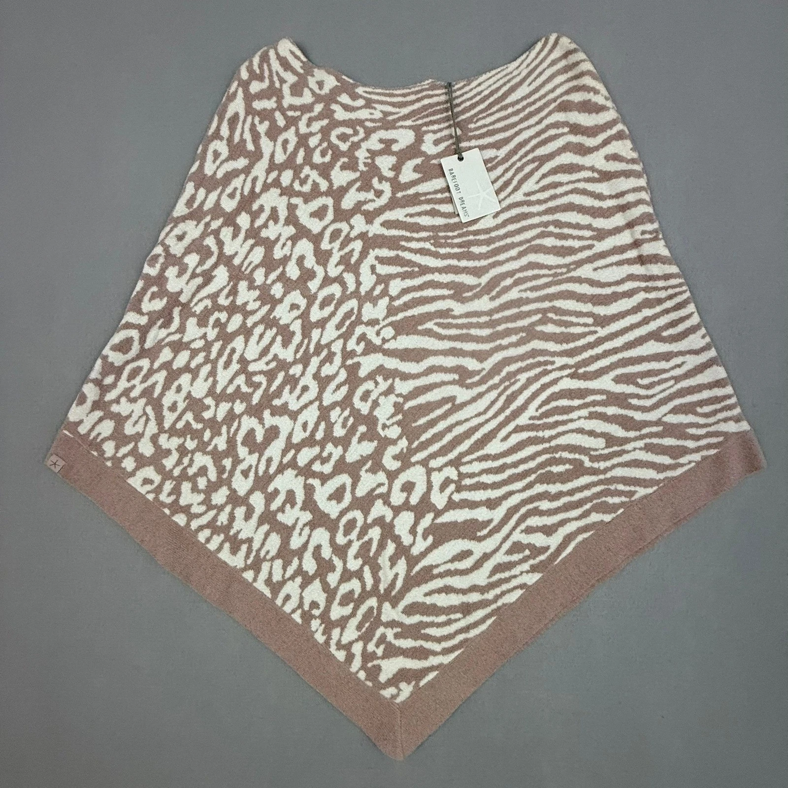 Barefoot Dreams CozyChic Ultra Lite Ocean Breeze Poncho Plus One Size Faded Rose