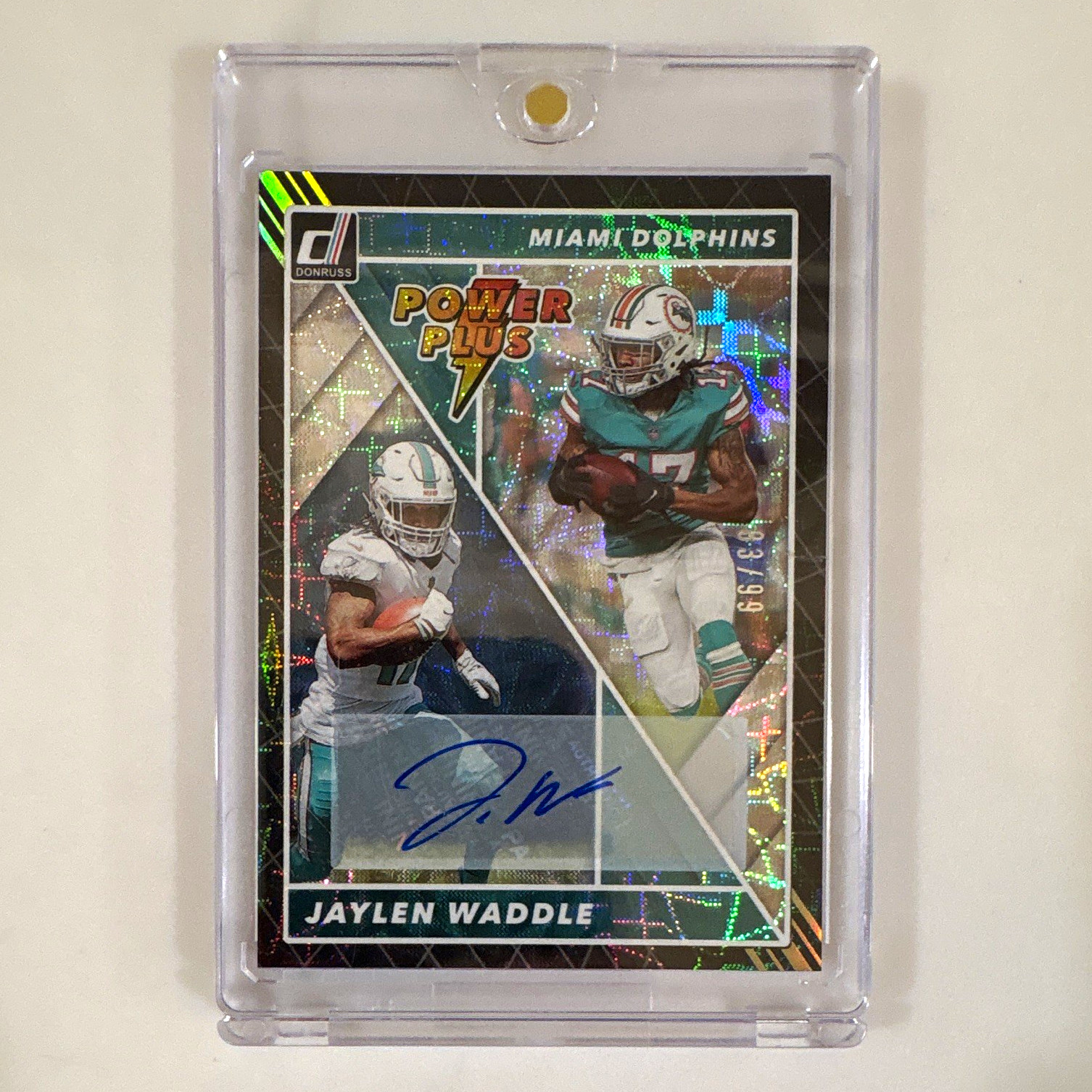 2022 Panini Donruss Jaylen Waddle Power Plus Auto Miami Dolphins #PP-18