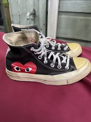 Converse Play Comme des Garcons Chuck Taylor Shoes Mens Size 7 Black Heart
