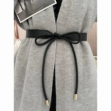 Faux Leather Wide Belt 3cm Knotted Solid Dress Coat Casual Women Waistband