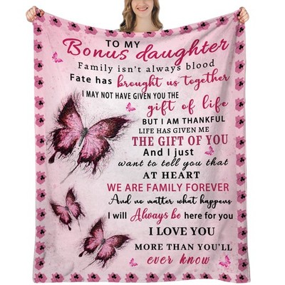 Butterfly Bonus Daughter Blanket, 60''x50'' - Bonus Daughter Gifts - Step & Unb...