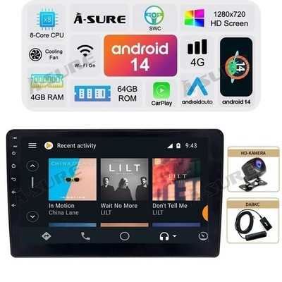 4G+64G Android 14 Autoradio GPS DAB Apple CarPlay Für Toyota Auris E15 2006-2012