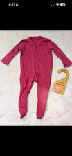 Nutmeg Pink Ribbed Footed Babygrow One-Piece Long Sleeve Snap V-Neck 6-9M