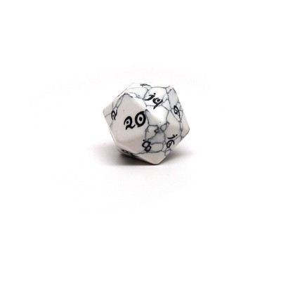Easy Roller Dice d20 Elvenkind Font - White Howlite w/Black New