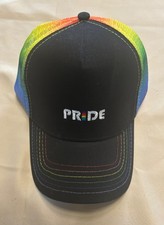 NEW Pride Trucker Hat Snapback Cap Rainbow Multi Colored Mesh