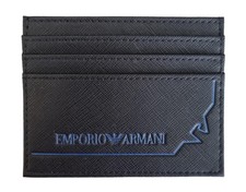 EMPORIO ARMANI Mens Black Leather Card Holder...