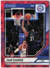 2024 Panini Prizm Black Joel Embiid Ruby Wave Prizms #70 76ers